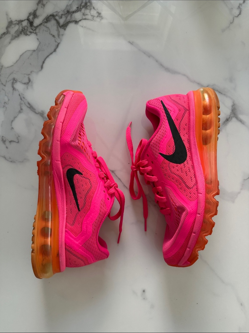 Nike Hot Pink with Orange Air Cushion Running Shoes
